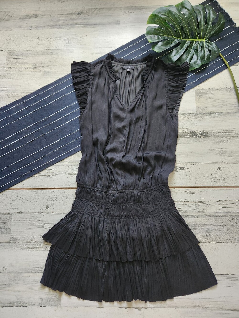 Current Air Anthropologie Zoey Pleated Skirt Mini Dress Black Size Medium